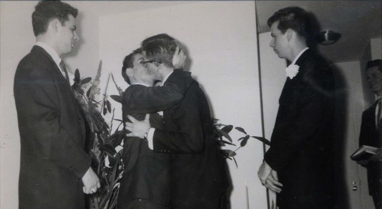 On both coasts, a search for 2 men photographed on their wedding day in 1950s