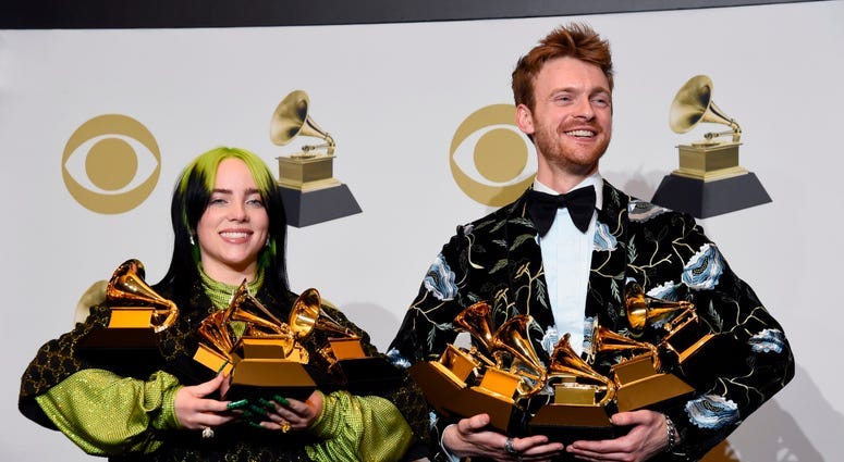 Eilish, who gives voice to troubled youth, tops the Grammys